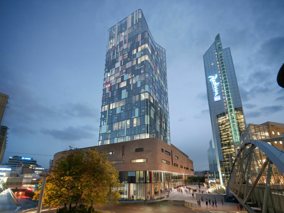 På taket av Oslo spektrum skal det bygges et 108 meter høyt tårn. Bygningen kan representere den nye normalen i Oslo. s
