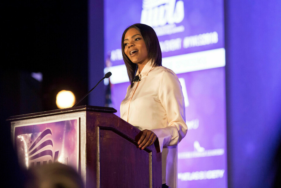 Den konservative kommentatoren Candace Owens snakker på Turning Point USA-konferansen. Foto: The Washington Post / Getty Images