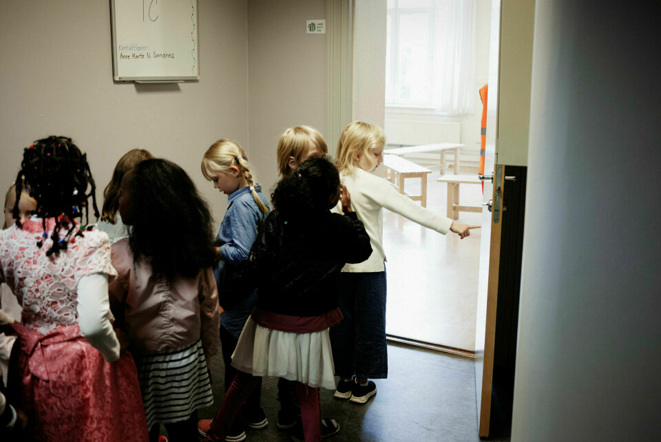 Første skoledag for på Lakkegata skole i Oslo. Foto: Knut Egil Wang