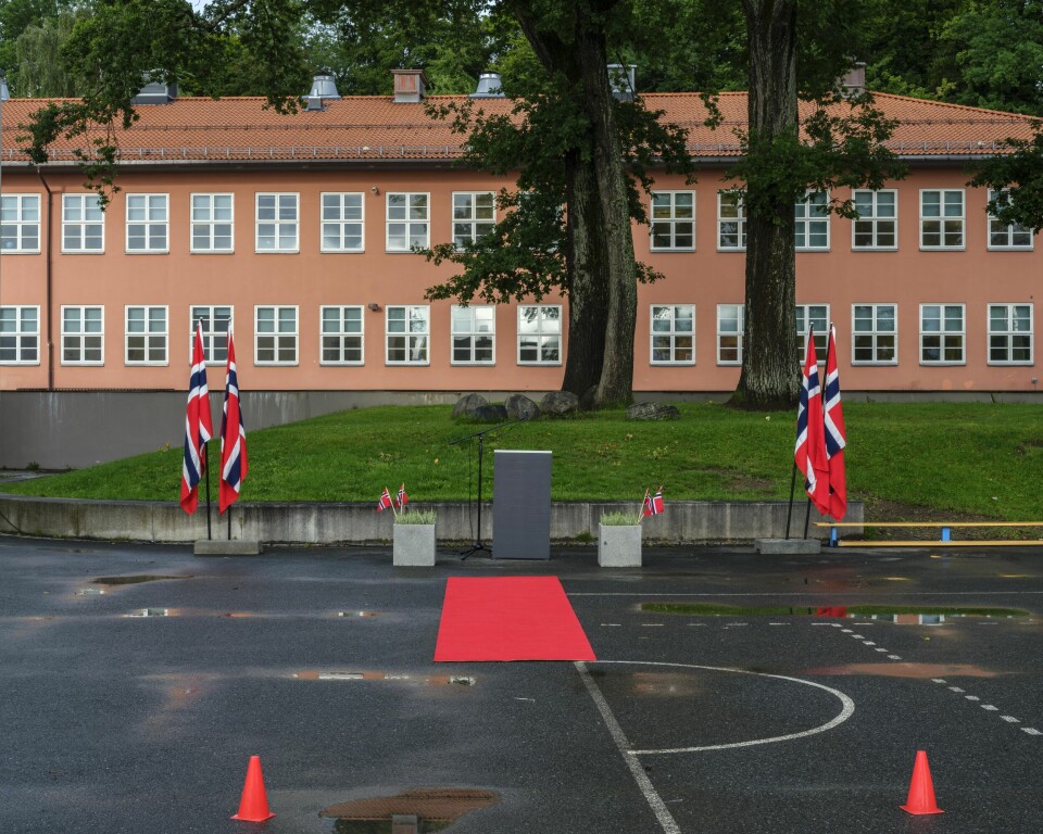 Første skoledag. Berg skole, Oslo. Kjære alle saman