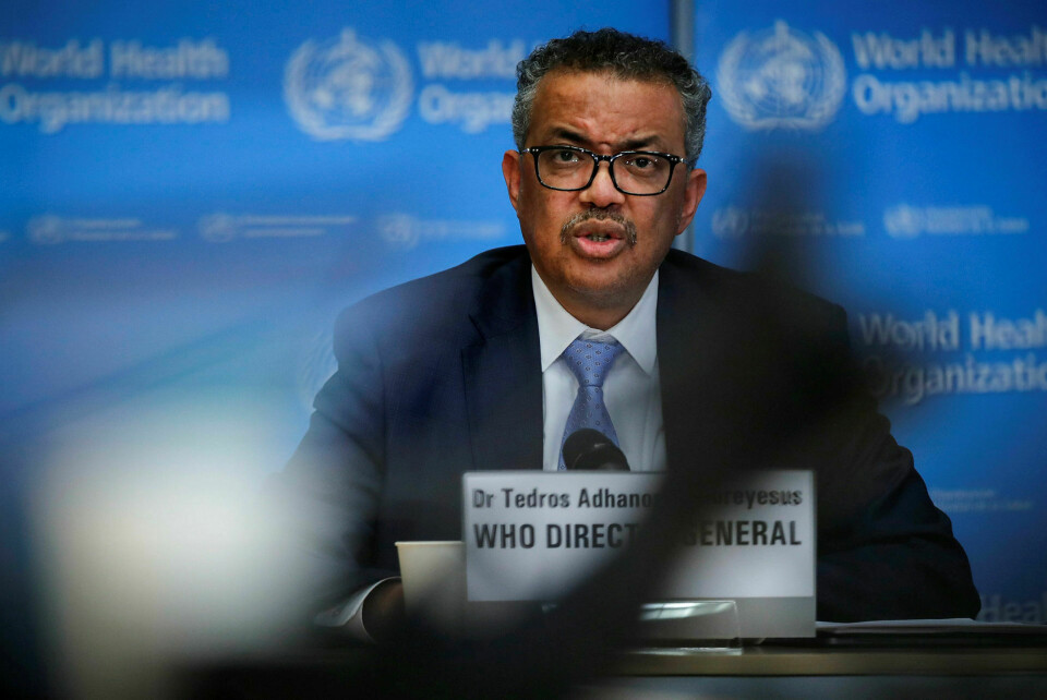 Ble misforstått: Få fikk med seg noen svært viktige nyanser da i WHO-leder Tedros Adhanom Ghebreyesus la frem tall i mars. Foto: Stefan Wermuth / Bloomberg / Getty Images