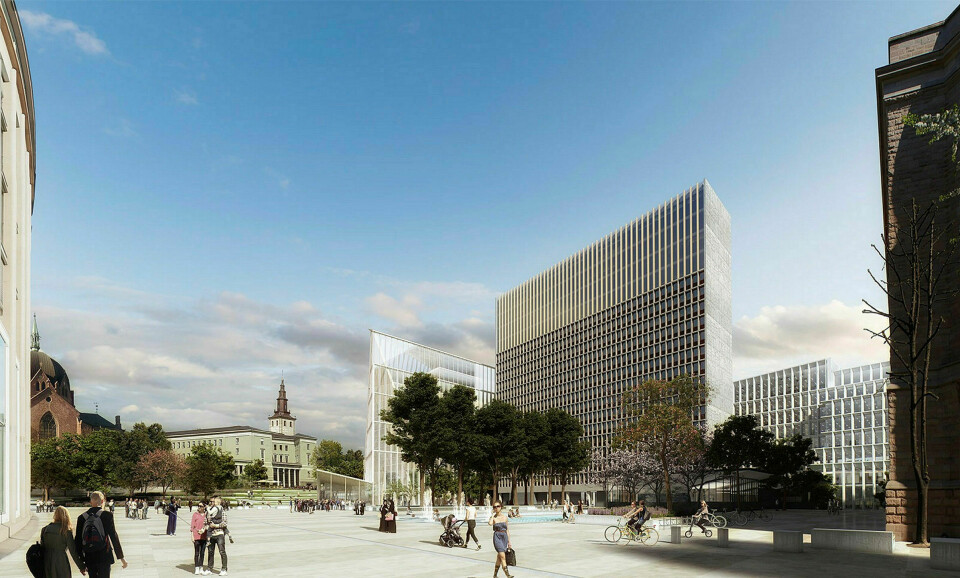 Slik kan det nye regjeringskvartalet bli seende ut, ifølge Team Urbis sine tegninger. Tegning: Team Urbis/Statsbygg