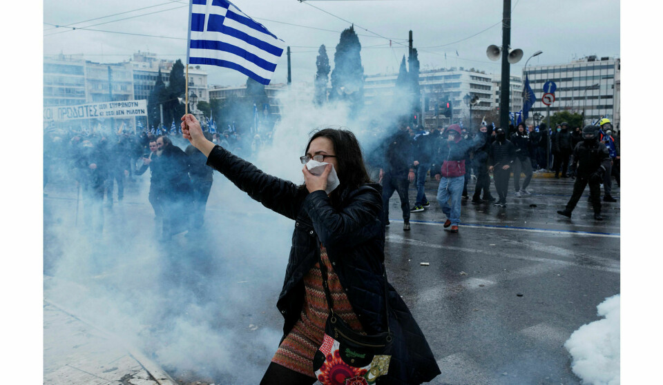 Store demonstrasjoner: Søndag 20. januar var Athen preget av kraftige protester mot navneavtalen. Foto: Gerasimos Koilakos / NurPhoto / Getty Images