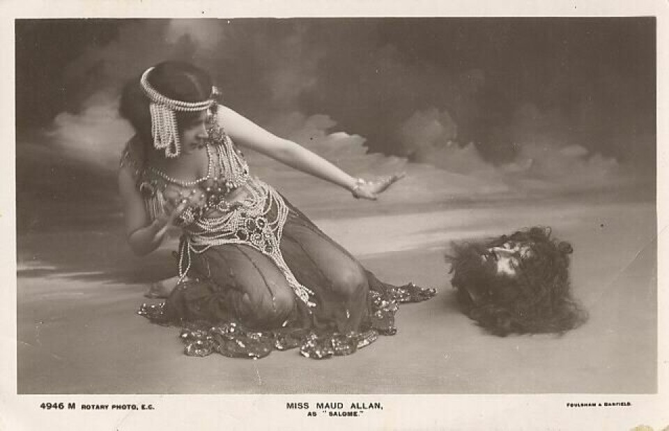 «Klitoriskulten»: Danseren Maud Allan ble anklaget for å ha forledet britiske overklassedamer. Her i et publisitetsfoto fra forestillingen Vision of Salomé (1906/1910). Foto: Foulsham & Banfield