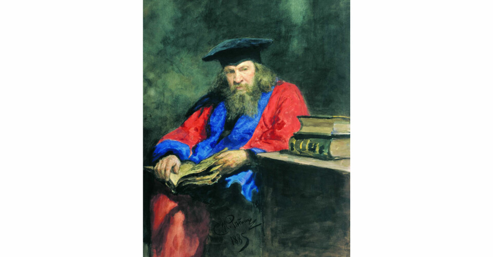 Dmitrij Mendelejev (1834–1907) var gift to ganger, og da de to ekteskapene overlappet, var han en tid bigamist. Han arbeidet hardt og var lite opptatt av sitt utseende og sine klær. Håret klippet han en gang i året. Kilde: SNL Foto: The State Tretyakov Gallery
