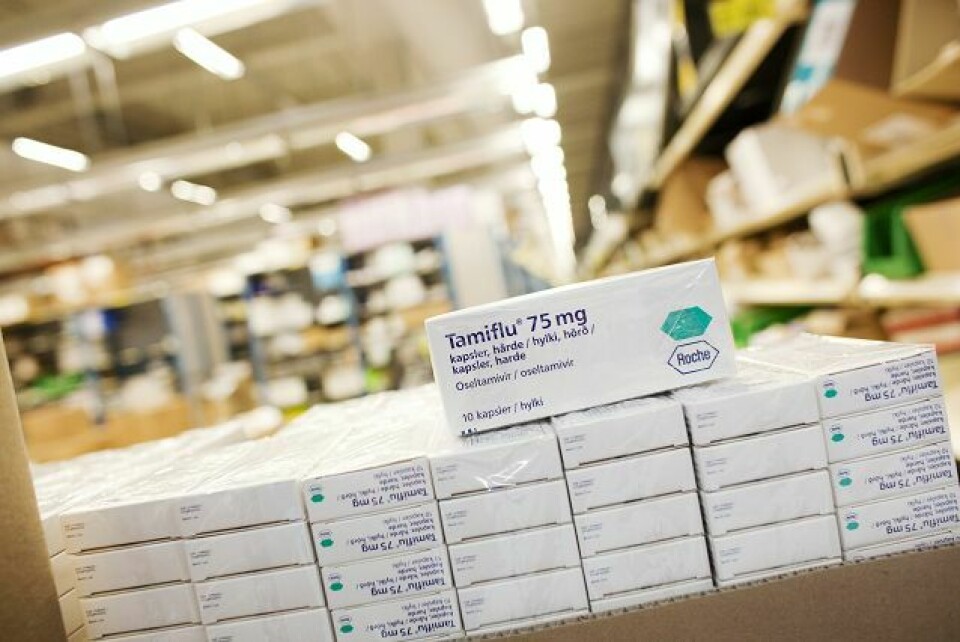 Hemmelig lager: Hos Norsk Medisinaldepot AS på Kalbakken i Oslo ligger store mengder med influensamedisinen Tamiflu lagret på hemmelig og bevoktet sted. 1,4 millioner doser kan leveres ut til hele landet på et døgn .Foto: Tore Meek/Scanpix