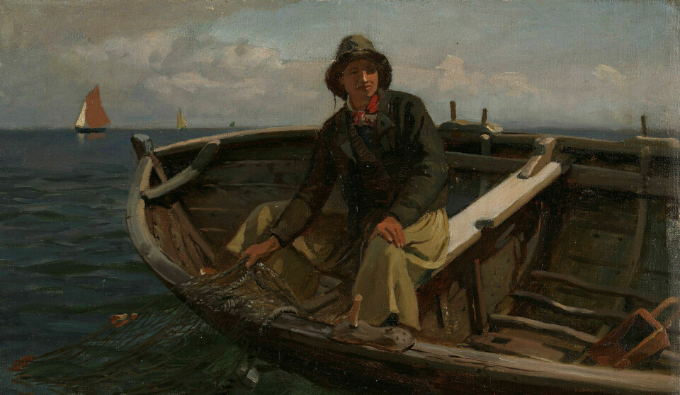 Havet er mer enn fisk. Havet er også en ferdselsvei, en måte å seile forbi horisonten til nye steder. Hans Gudes Vestlandsfjord (1862) viser vei. Foto: Børre Høstland / Nasjonalmuseet