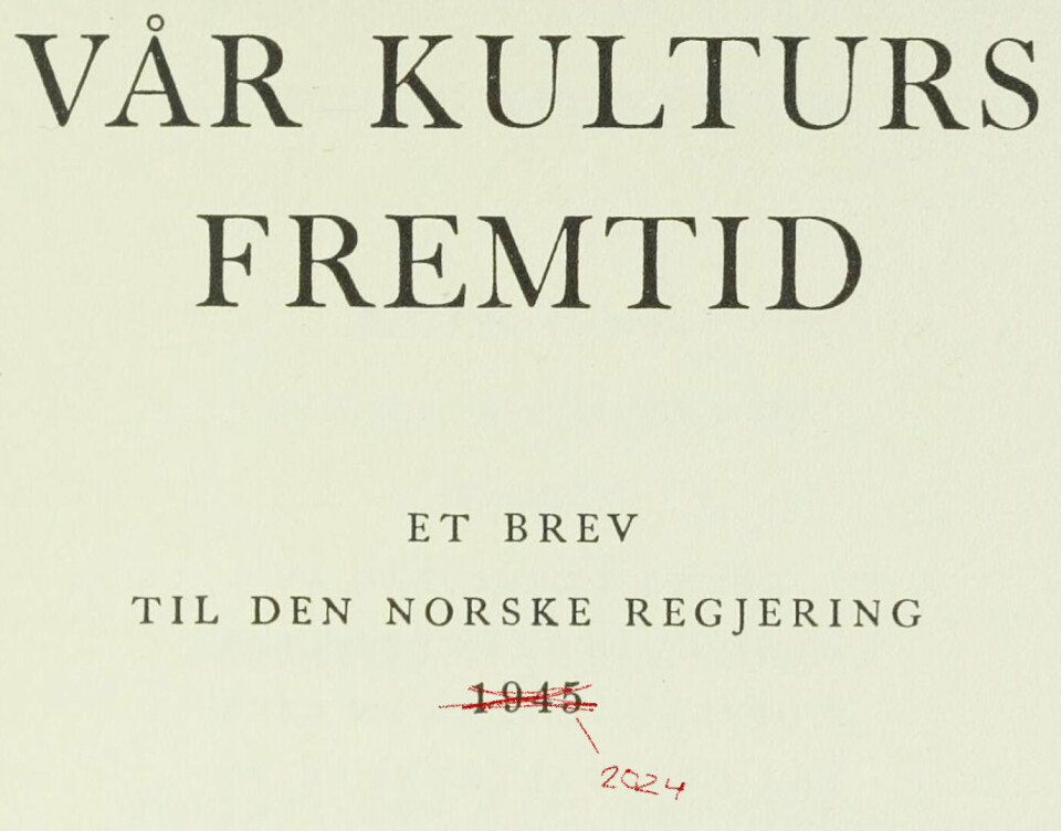 Kulturpolitikkens betydning: Bernhard Ellefsen anbefaler å lese det såkalte Kulturbrevet, som ble utarbeidet av en rekke sentrale norske kulturfolk under okkupasjonen og sendt til regjeringen etter frigjøringen i 1945.