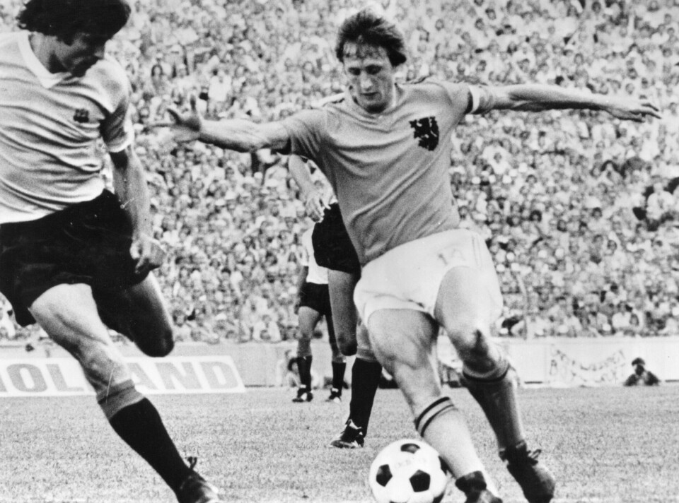Ajax-legende: Johan Cruyff, her i aksjon for landslaget. Foto: Keystone/Getty Images