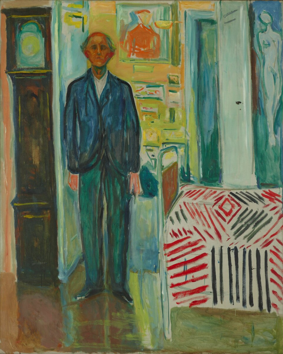 Self-Portrait. Between the Clock and the BedMaleri: Selvportrett, Mellom klokken og sengen / Munchmuseet